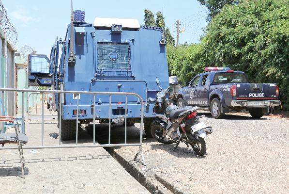 Tightened security at the entrance of the Electoral Commission after some presidential aspirants were disqualified. Tight security on Electoral Commission premises